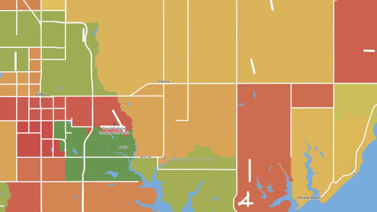 Elberta, AL Map of Drug-Related Crime Rates