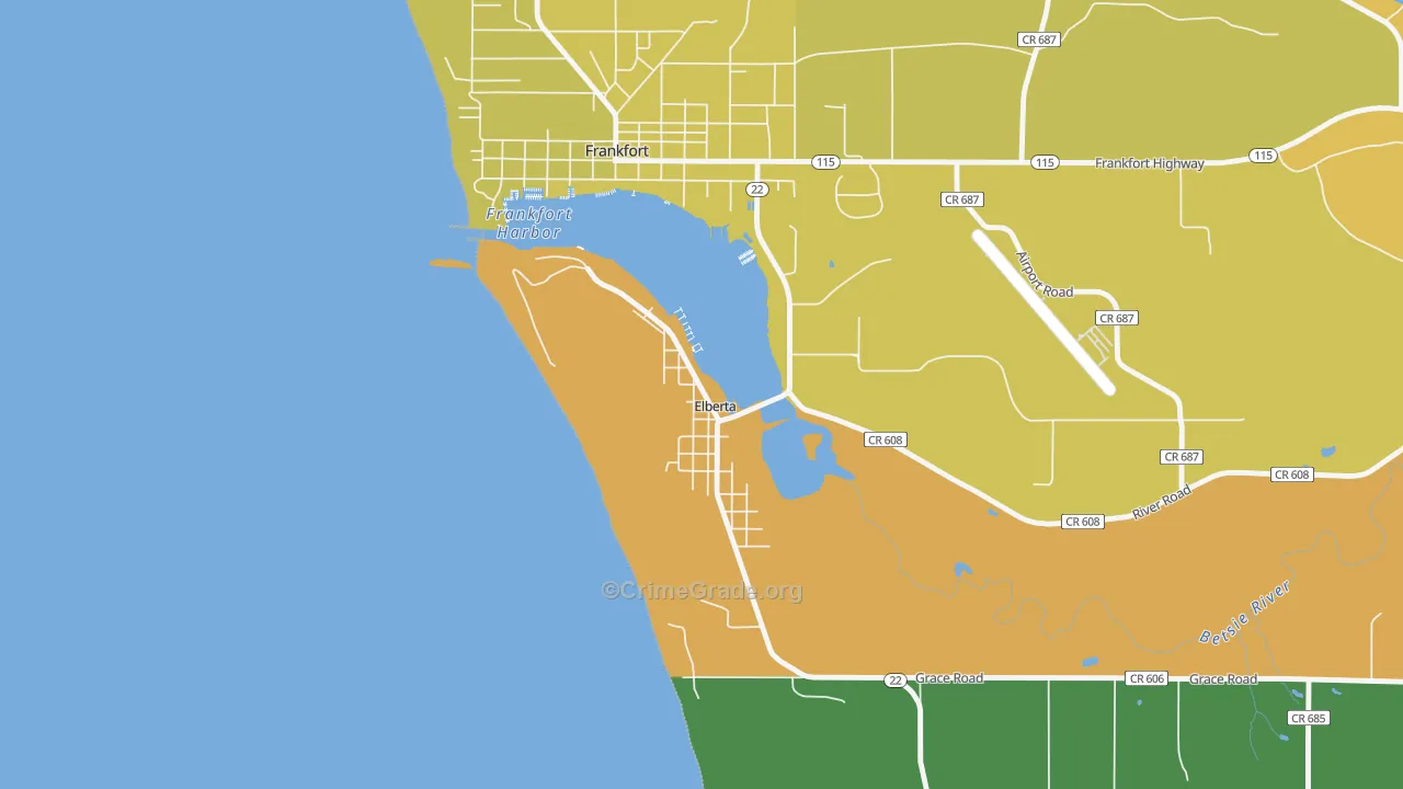 Elberta, MI Map of Drug-Related Crime Rates