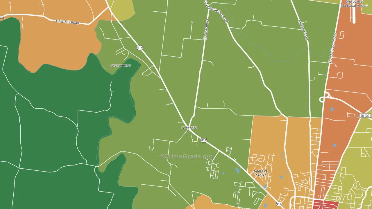 Elbethel, TN Map of Drug-Related Crime Rates
