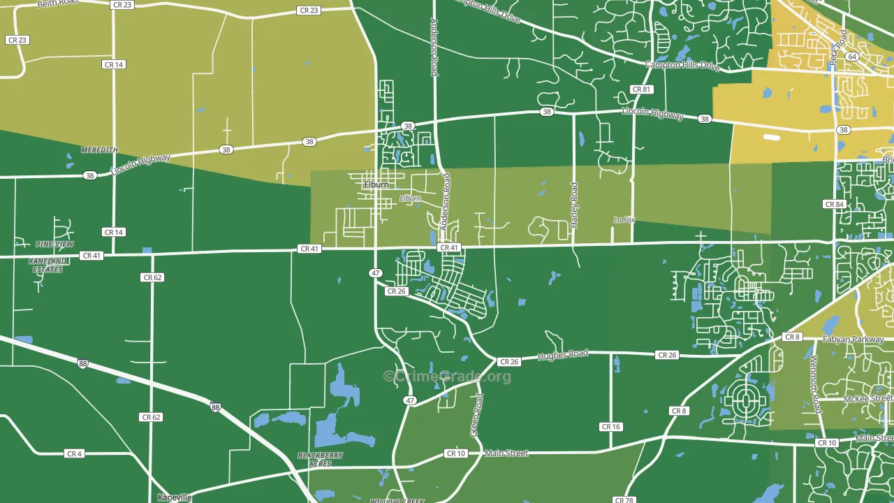 Elburn, IL Map of Drug-Related Crime Rates
