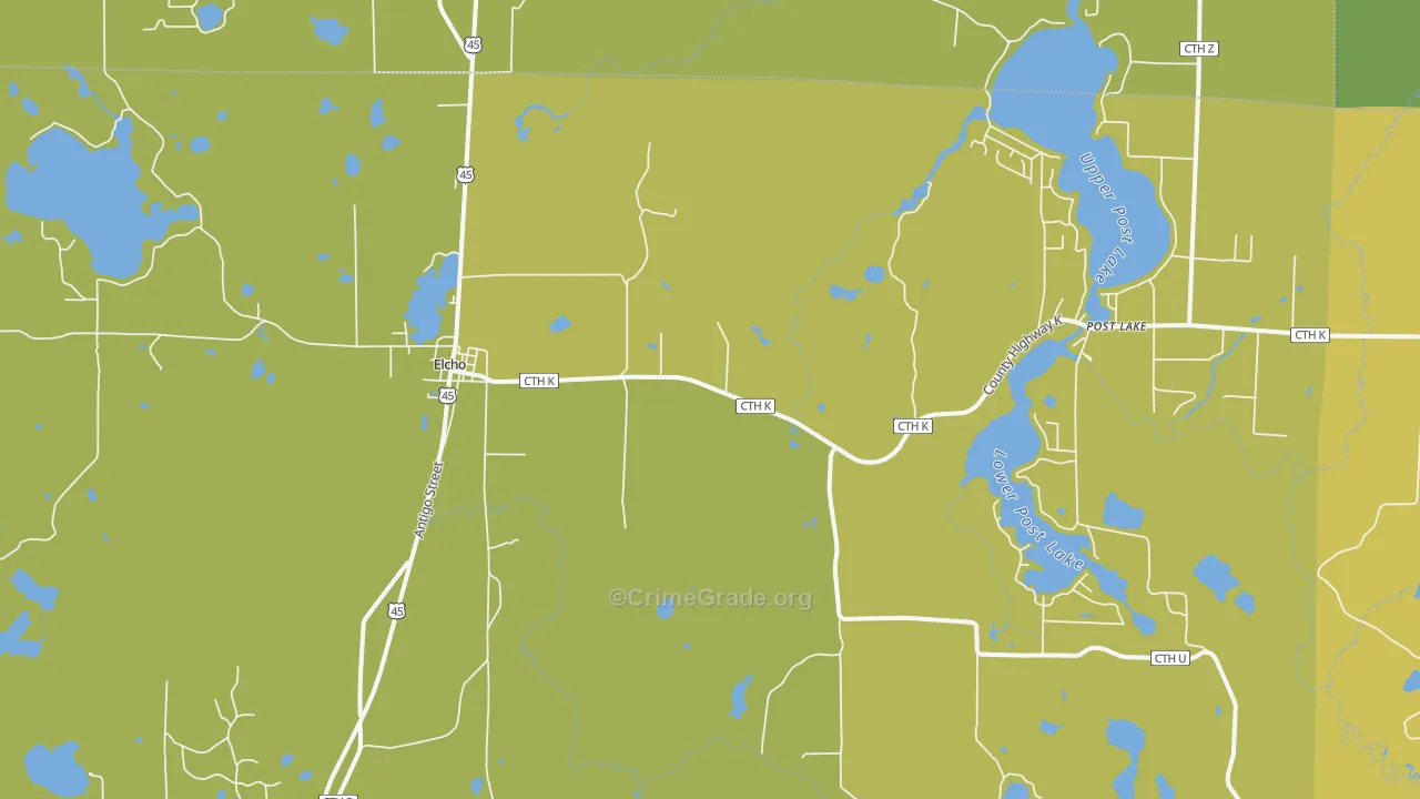Elcho, WI Map of Drug-Related Crime Rates
