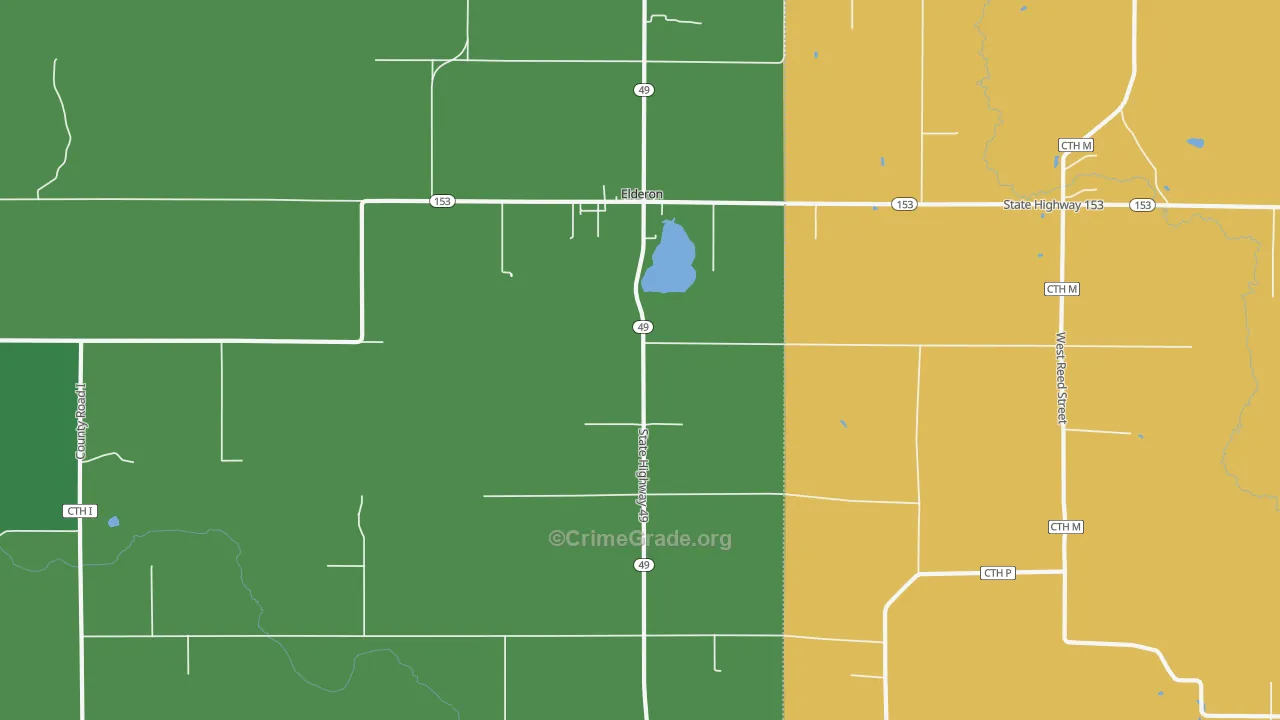 Elderon, WI Map of Drug-Related Crime Rates