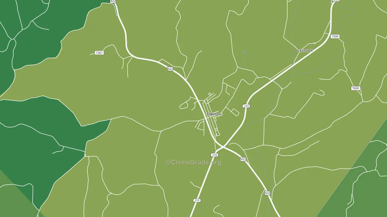 Elderton, PA Map of Drug-Related Crime Rates