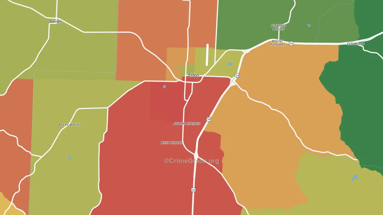 Eldon, MO Map of Drug-Related Crime Rates