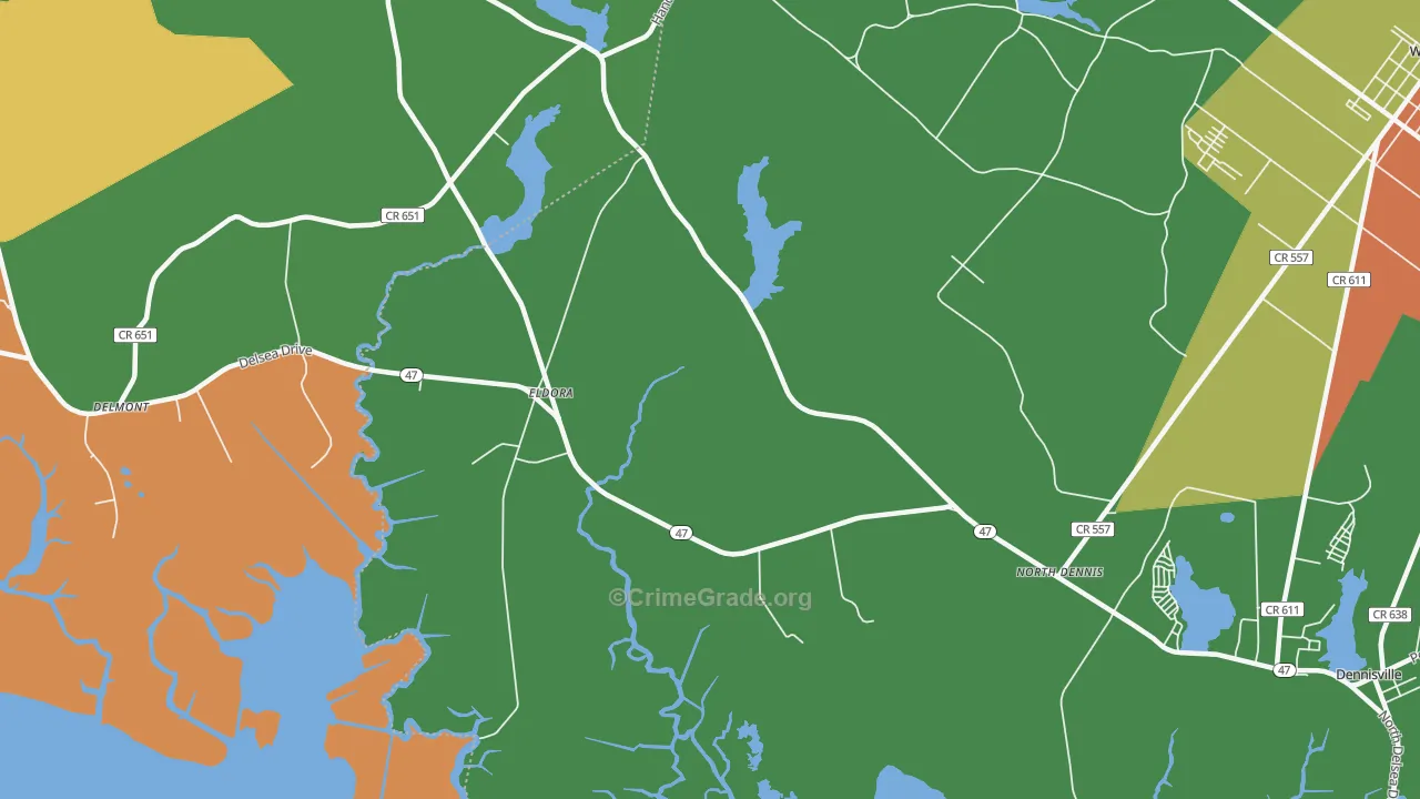 Eldora, NJ Map of Drug-Related Crime Rates