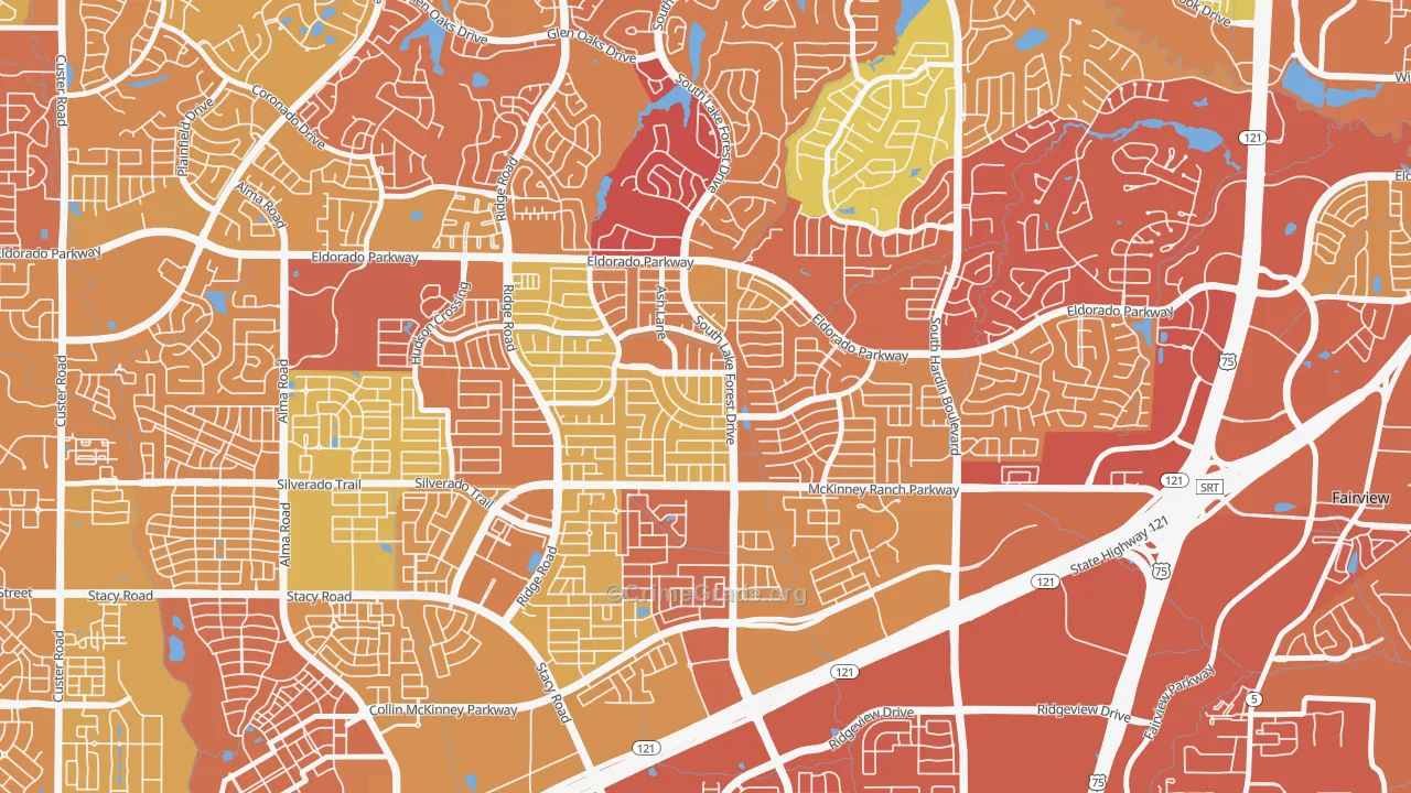 Eldorado Heights, McKinney, TX Map of Drug-Related Crime Rates