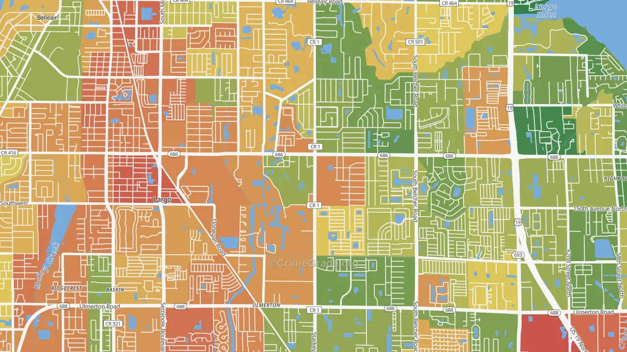Eldorado Village, Largo, FL Map of Drug-Related Crime Rates