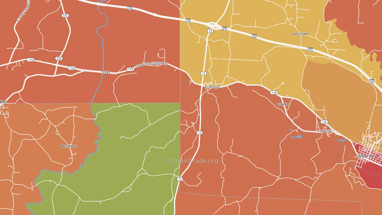 Eldridge, AL Map of Drug-Related Crime Rates