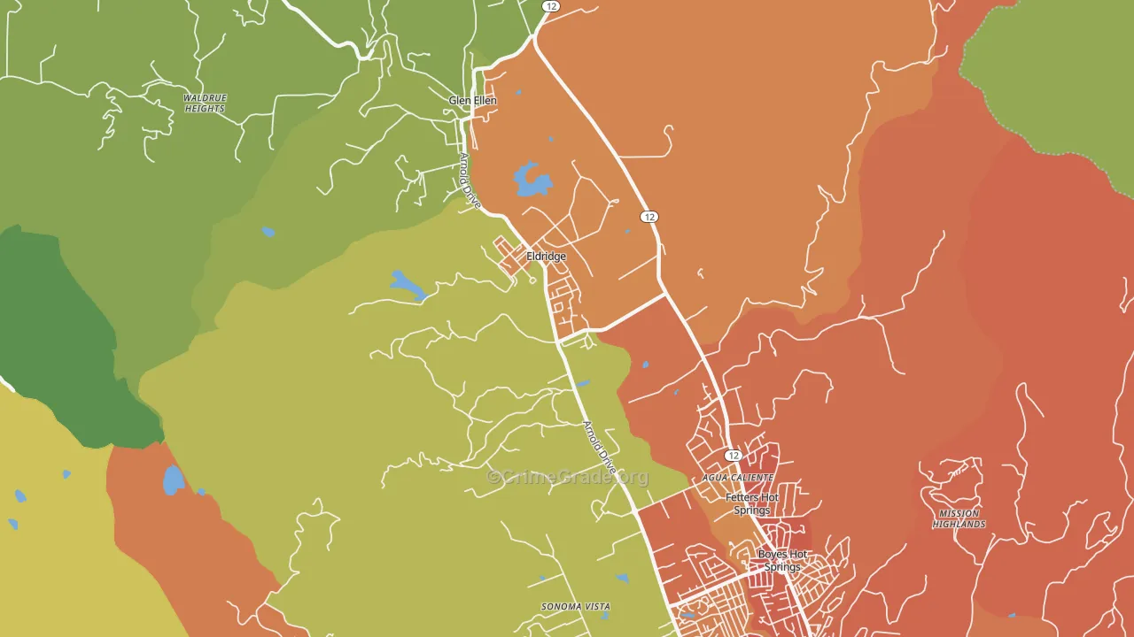 Eldridge, CA Map of Drug-Related Crime Rates