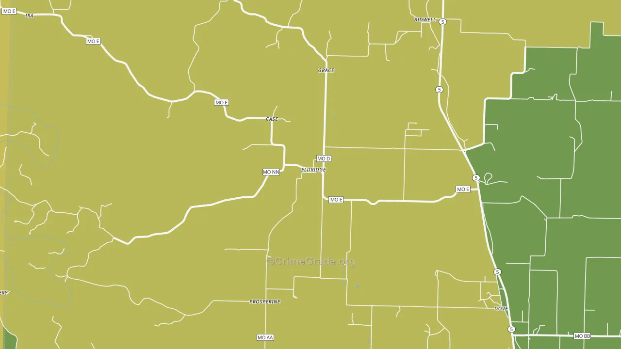Eldridge, MO Map of Drug-Related Crime Rates