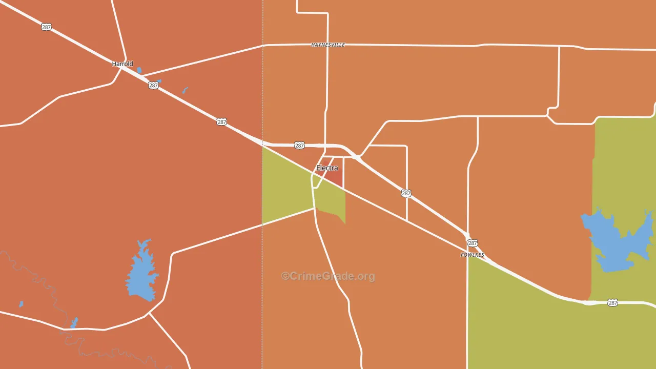 Electra, TX Map of Drug-Related Crime Rates