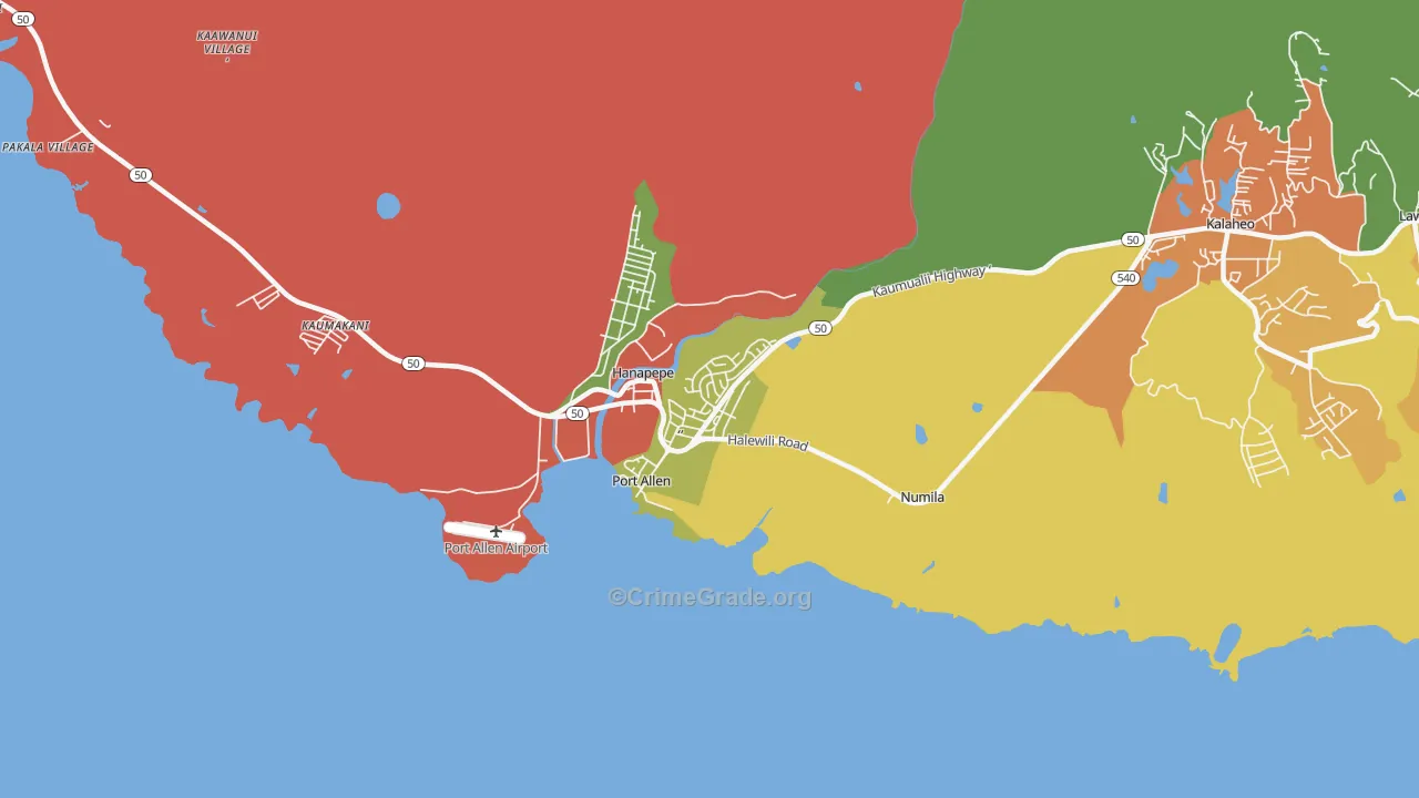 Eleele, HI Map of Drug-Related Crime Rates