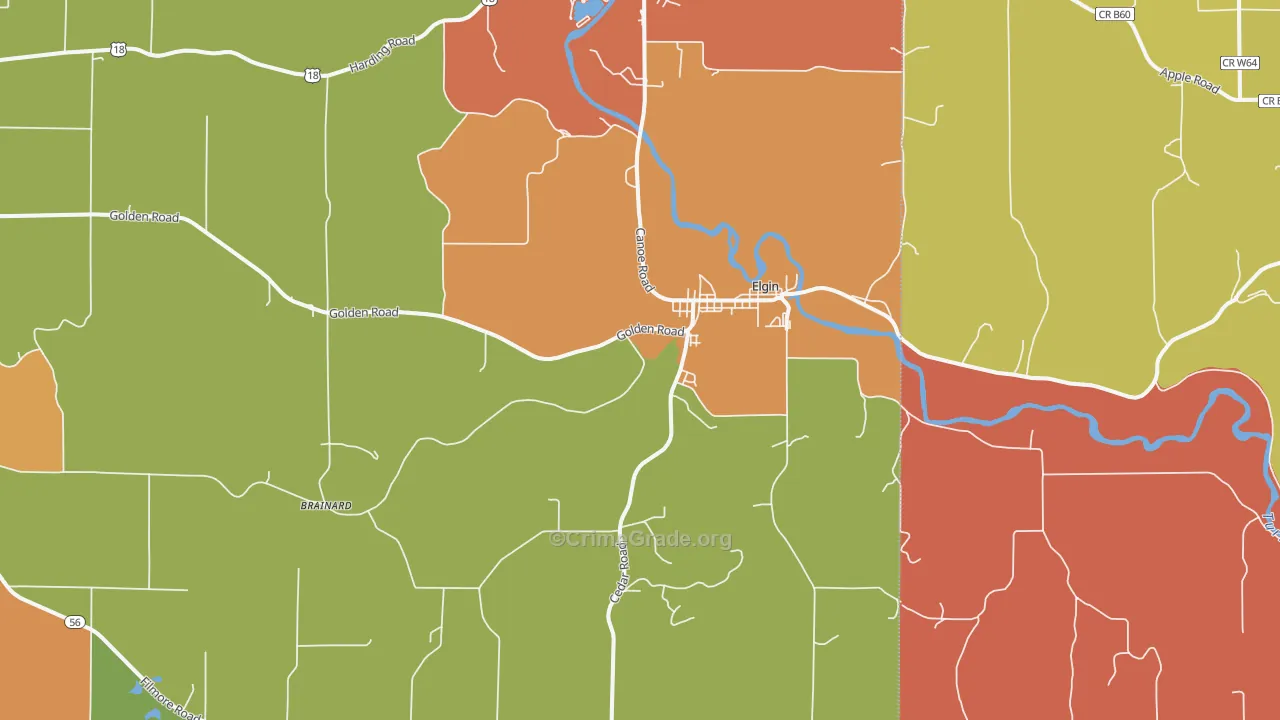 Elgin, IA Map of Drug-Related Crime Rates