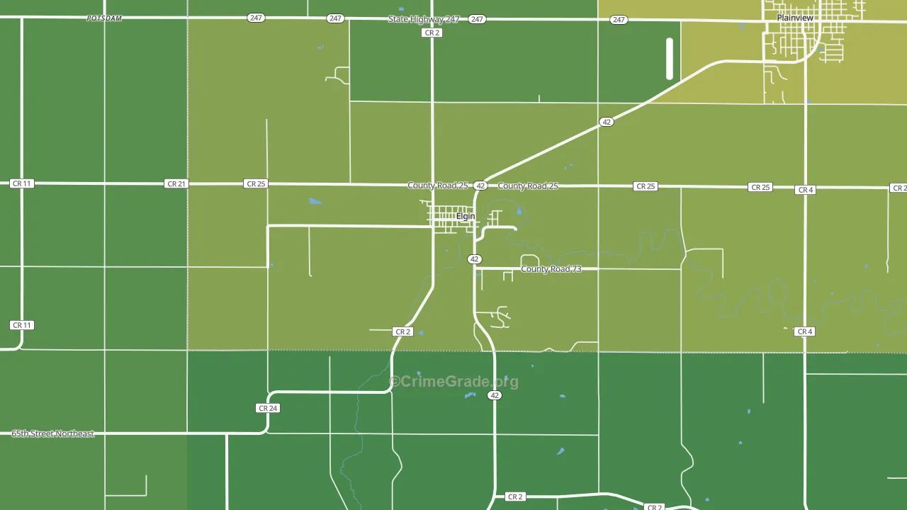 Elgin, MN Map of Drug-Related Crime Rates