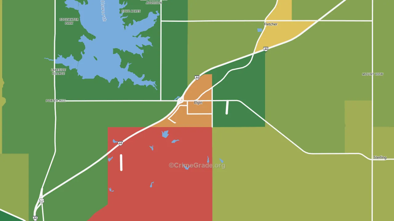 Elgin, OK Map of Drug-Related Crime Rates