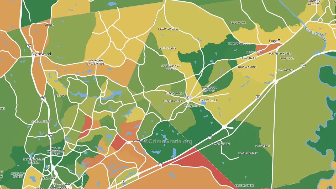 Elgin, SC Map of Drug-Related Crime Rates