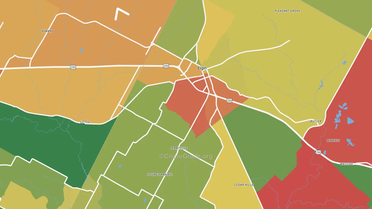 Elgin, TX Map of Drug-Related Crime Rates