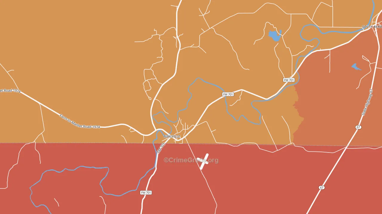 Eliasville, TX Map of Drug-Related Crime Rates