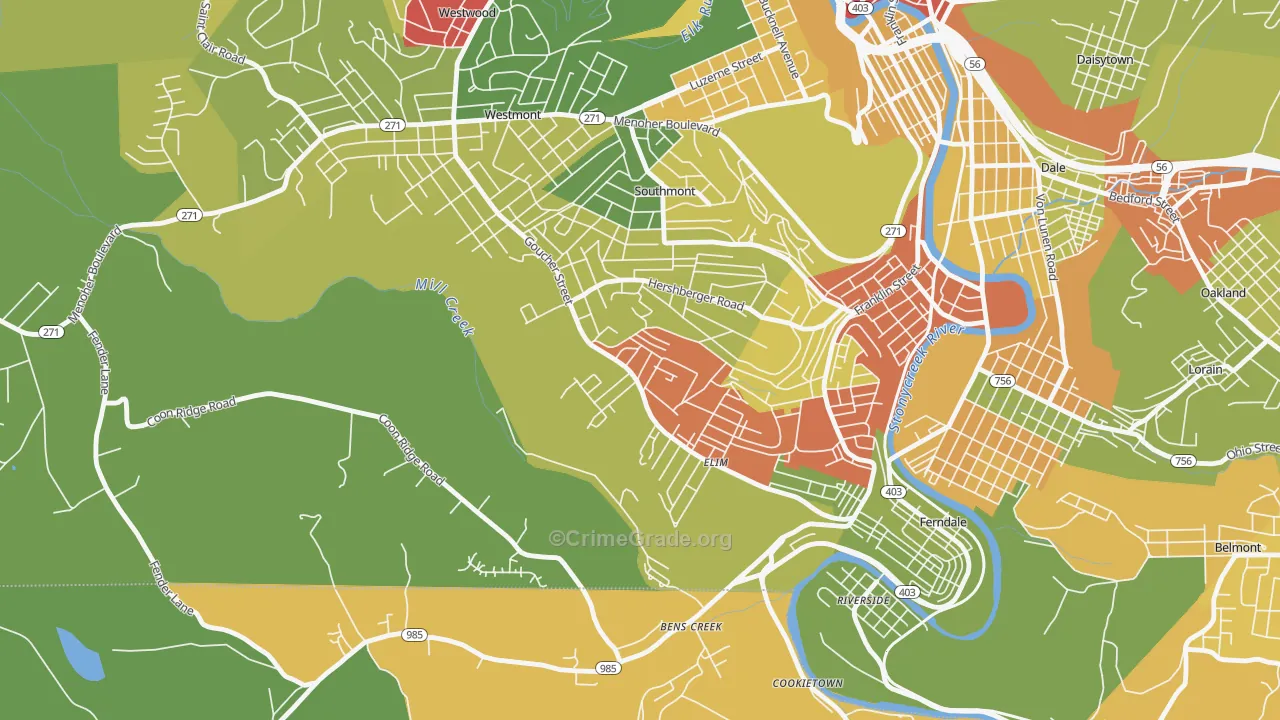 Elim, PA Map of Drug-Related Crime Rates