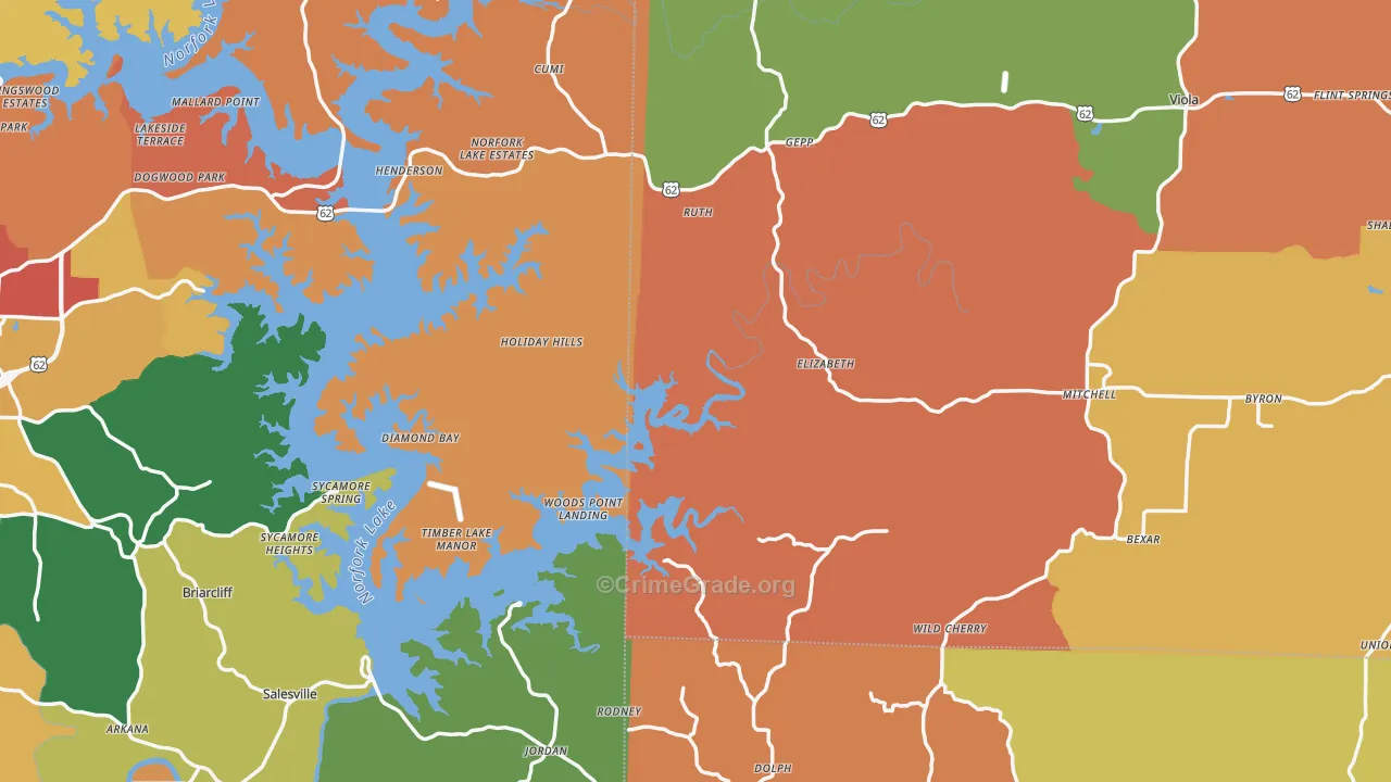 Elizabeth, AR Map of Drug-Related Crime Rates