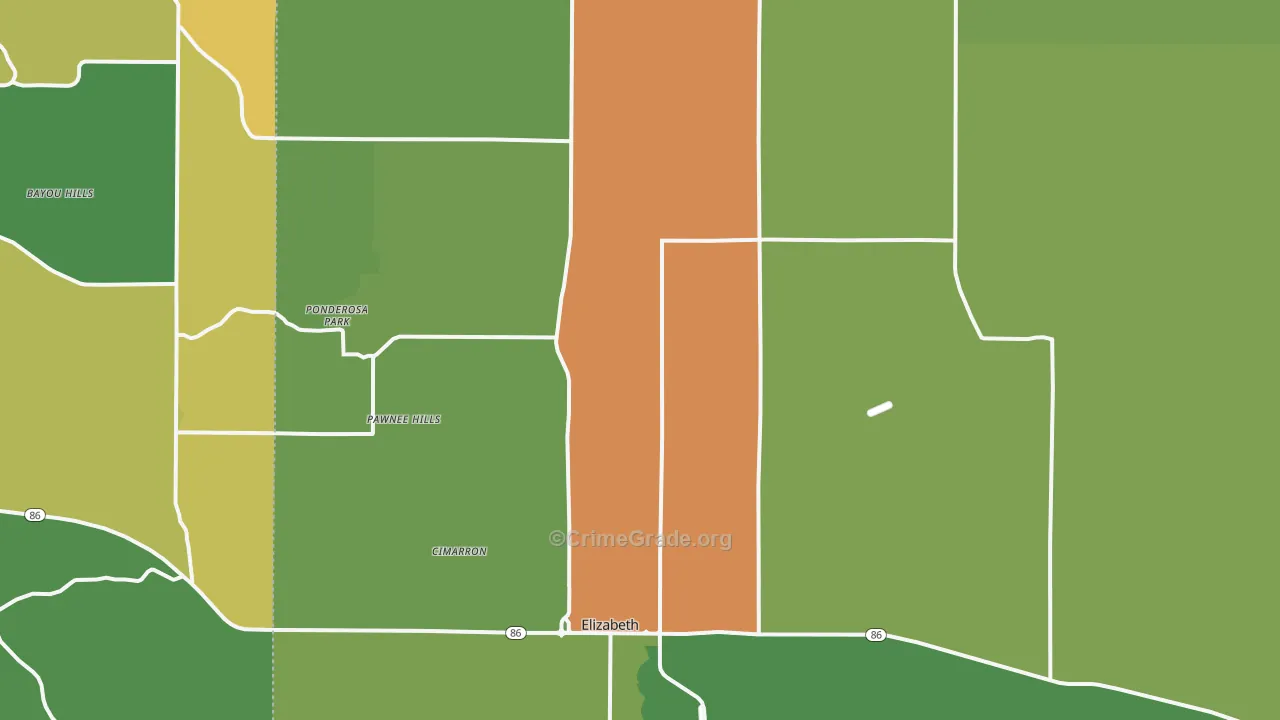 Elizabeth, CO Map of Drug-Related Crime Rates