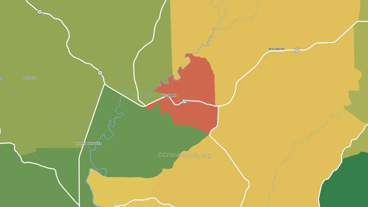 Elizabeth, IL Map of Drug-Related Crime Rates