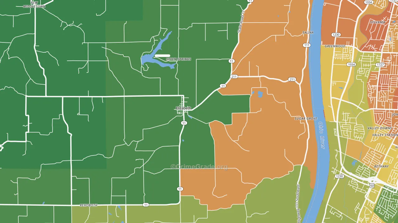Elizabeth, IN Map of Drug-Related Crime Rates