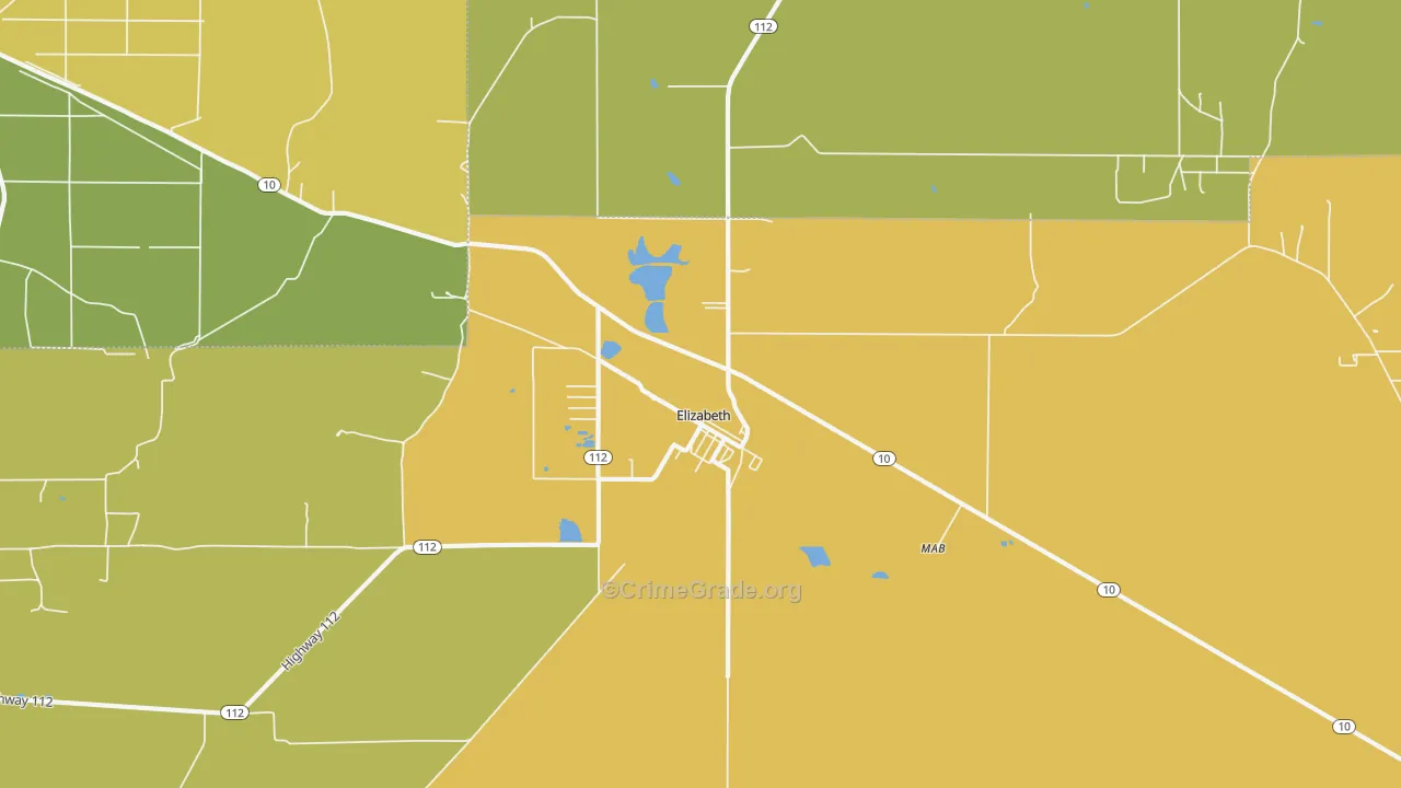Elizabeth, LA Map of Drug-Related Crime Rates