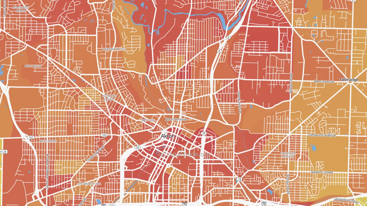 Elizabeth Park Valley, Akron, OH Map of Drug-Related Crime Rates