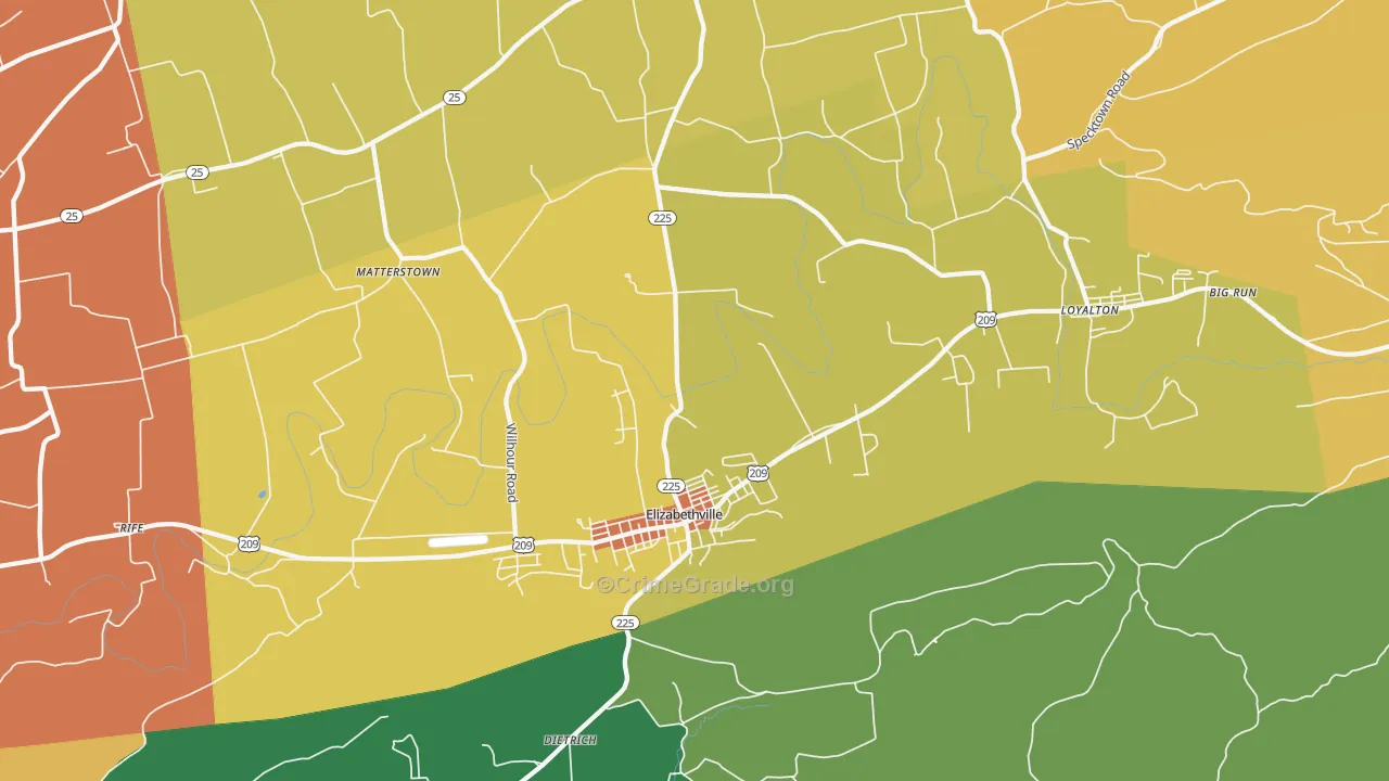 Elizabethville, PA Map of Drug-Related Crime Rates