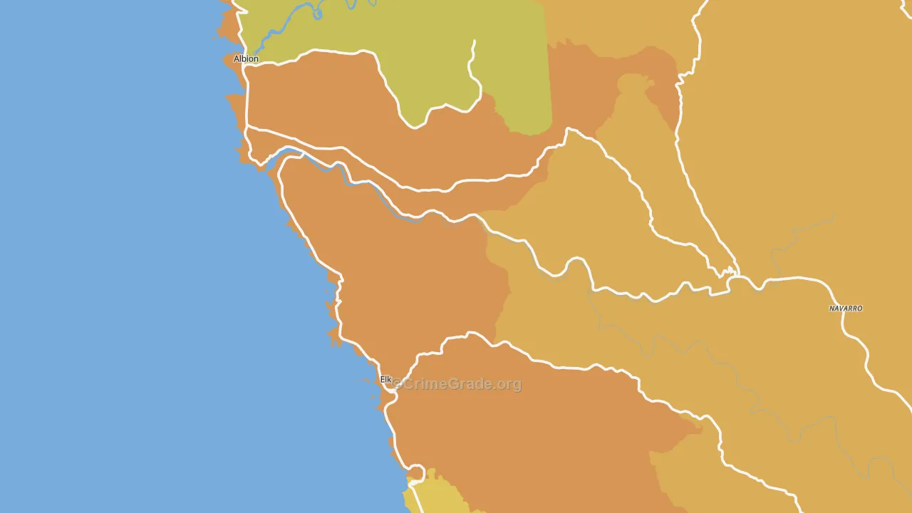 Elk, CA Map of Drug-Related Crime Rates