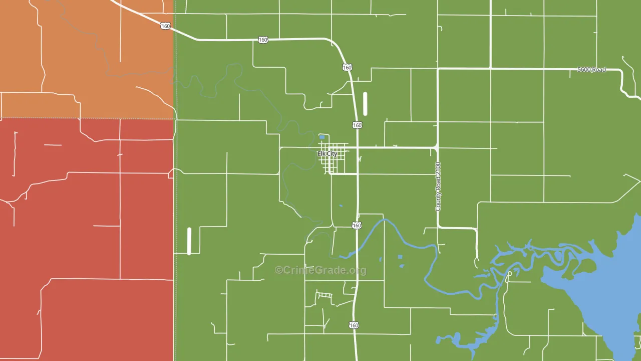 Elk City, KS Map of Drug-Related Crime Rates