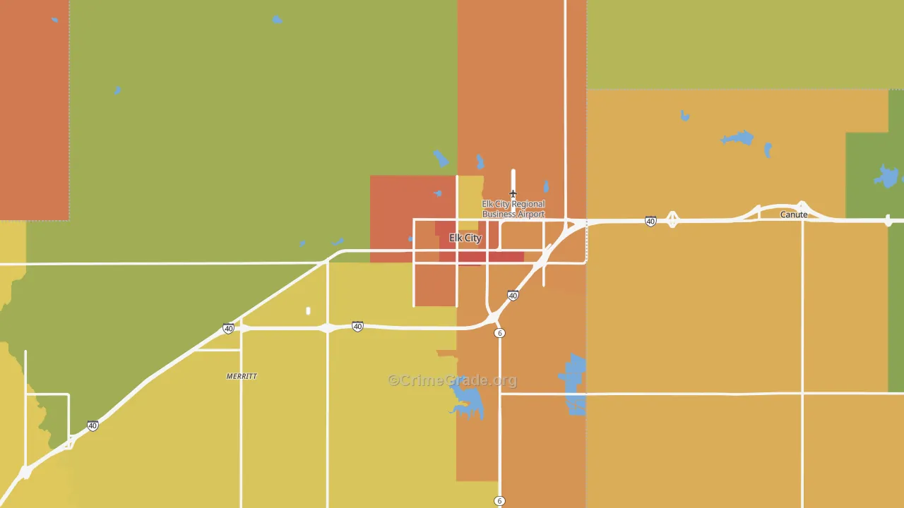 Elk City, OK Map of Drug-Related Crime Rates