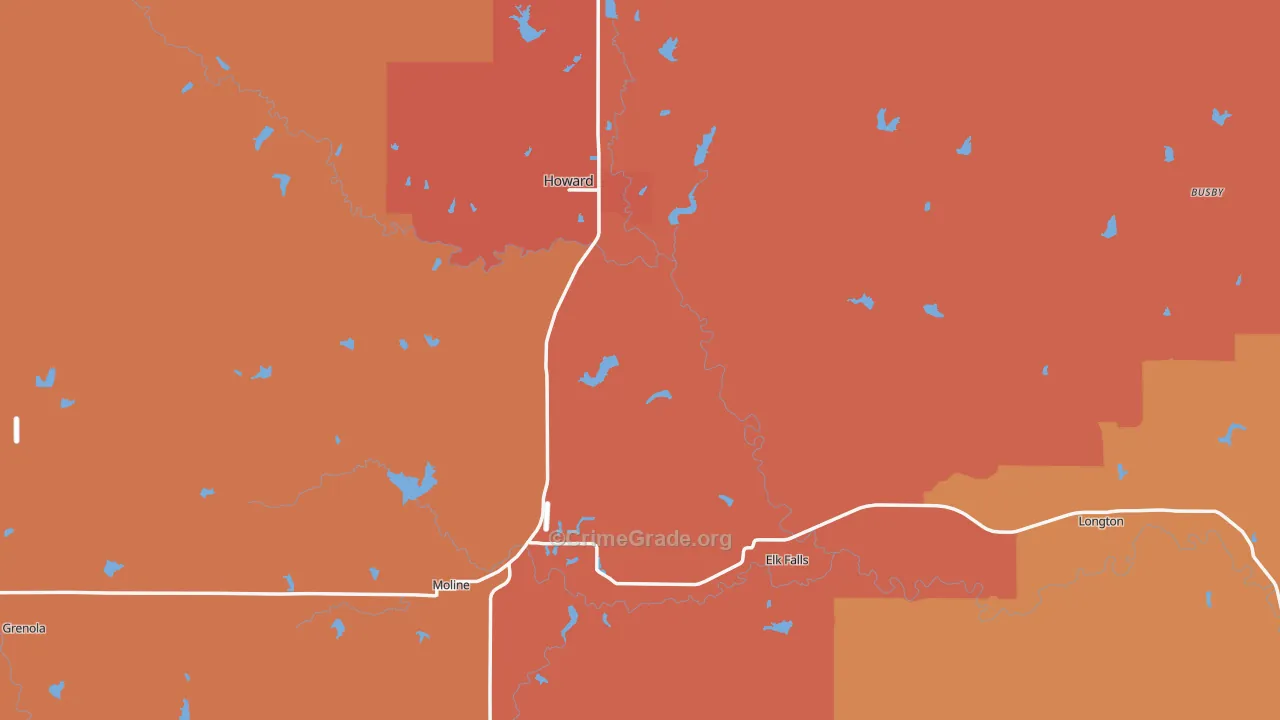 Elk County, KS Map of Drug-Related Crime Rates