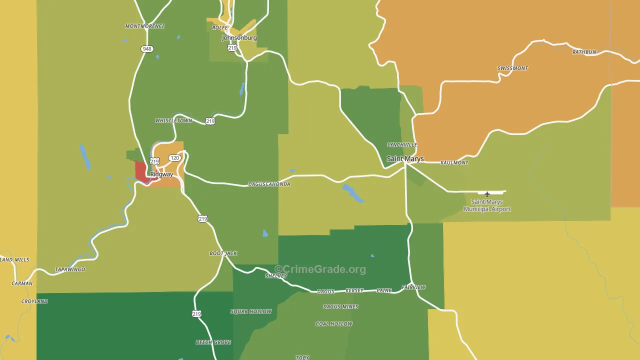 Elk County, PA Map of Drug-Related Crime Rates