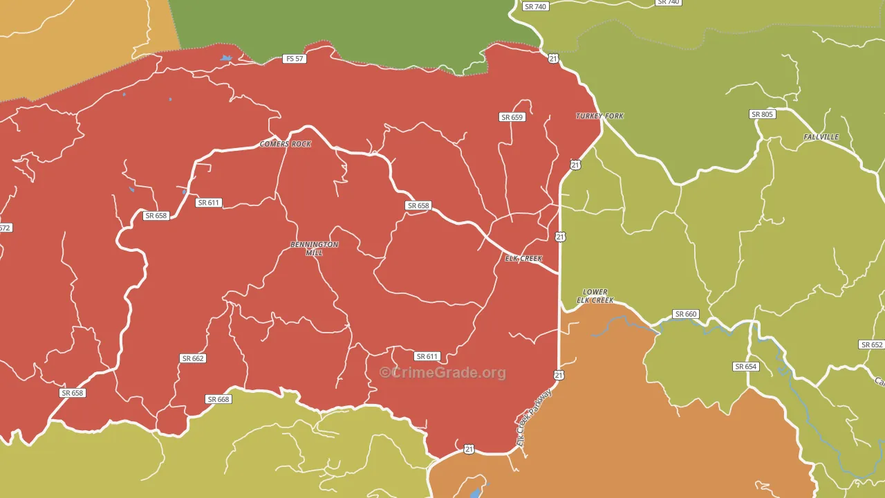 Elk Creek, VA Map of Drug-Related Crime Rates