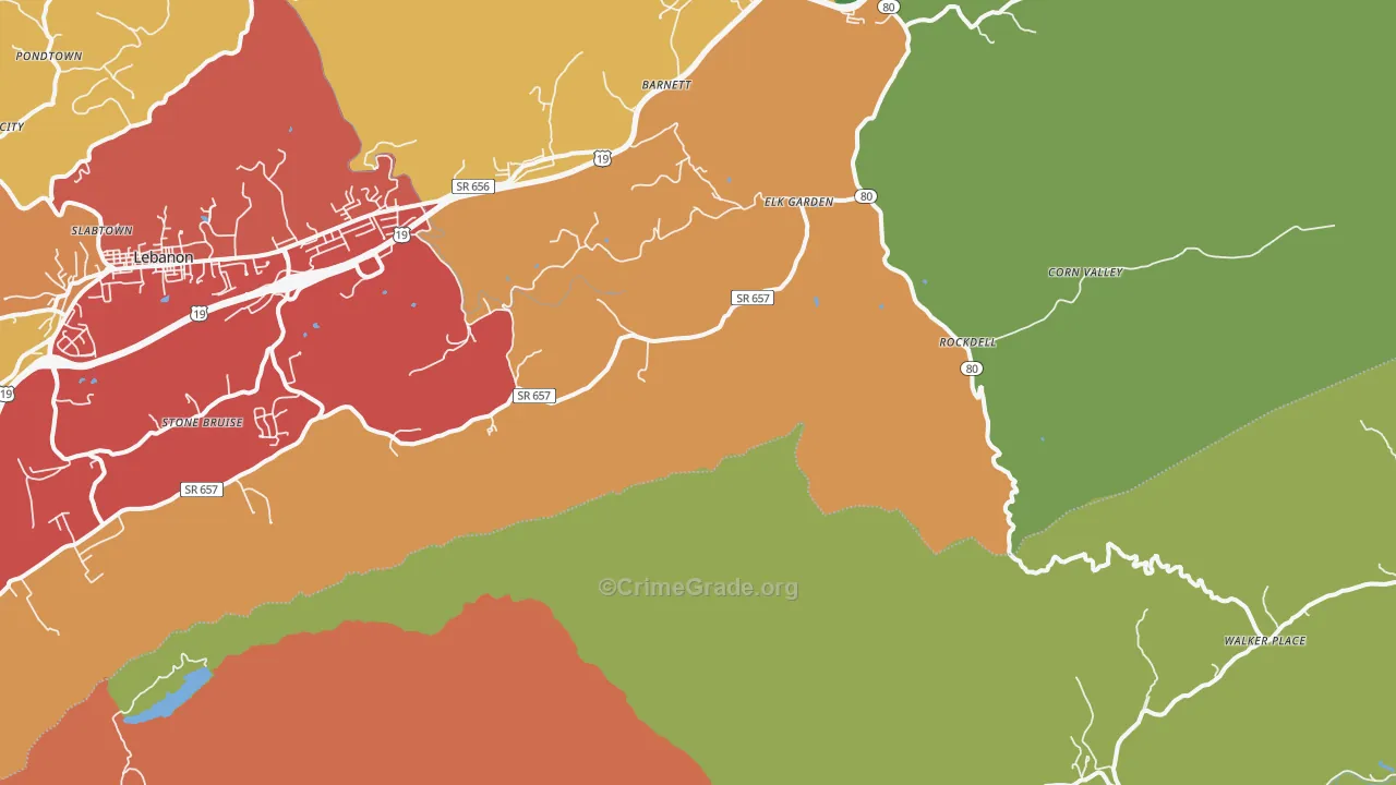 Elk Garden, VA Map of Drug-Related Crime Rates