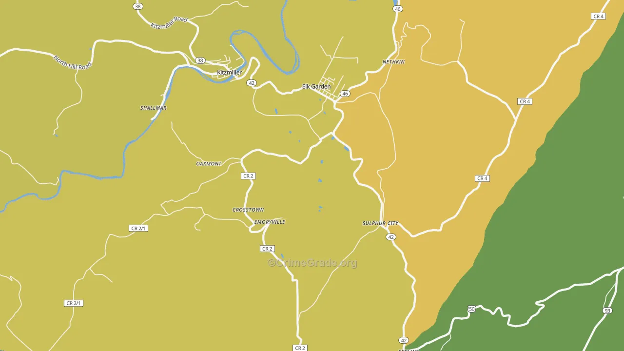 Elk Garden, WV Map of Drug-Related Crime Rates