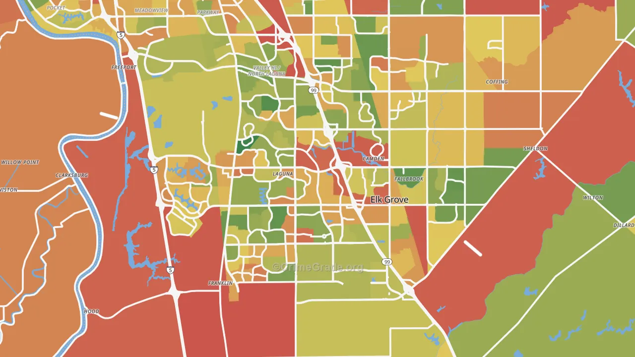 Elk Grove, CA Map of Drug-Related Crime Rates