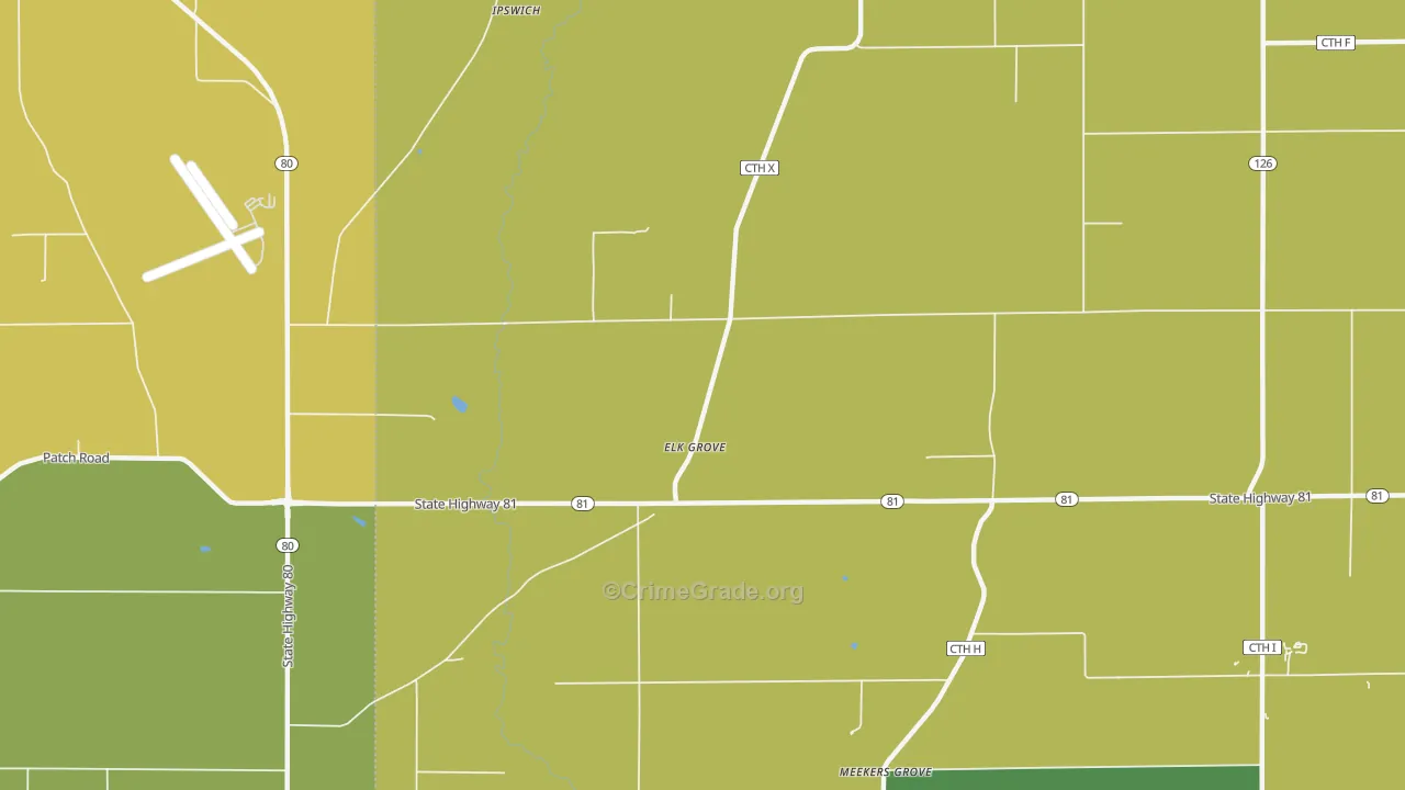 Elk Grove, WI Map of Drug-Related Crime Rates