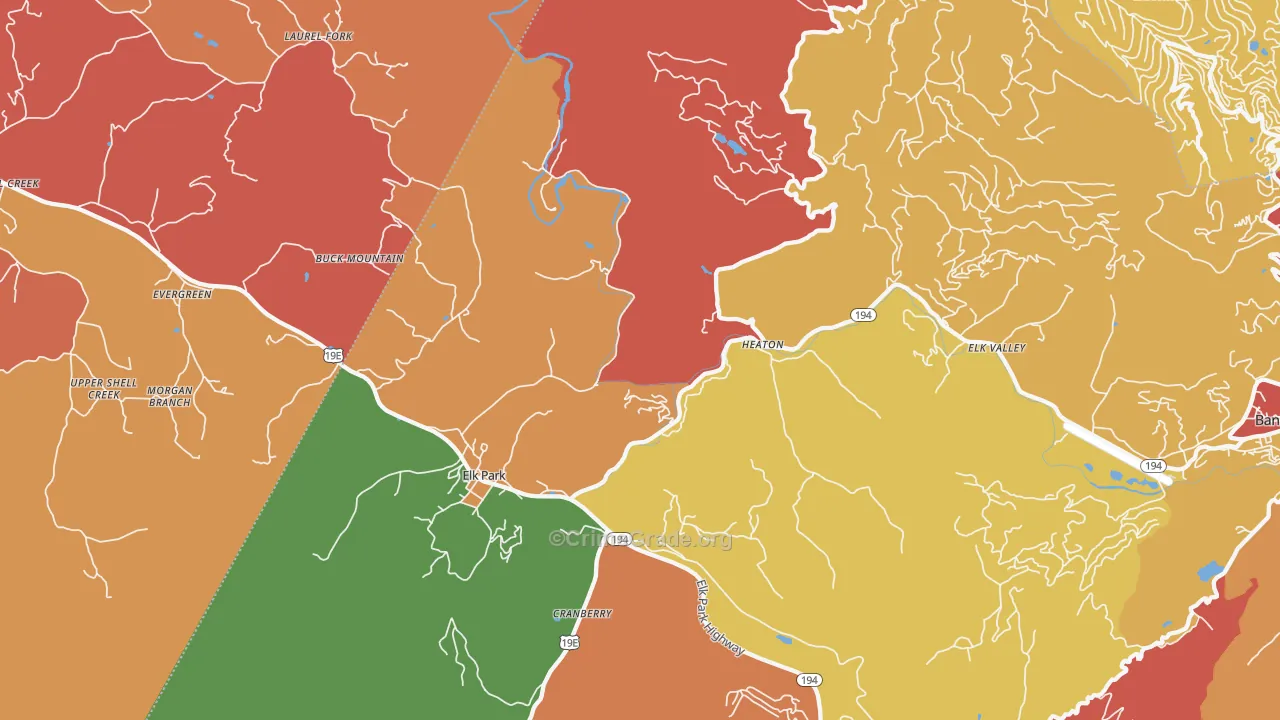 Elk Park, NC Map of Drug-Related Crime Rates