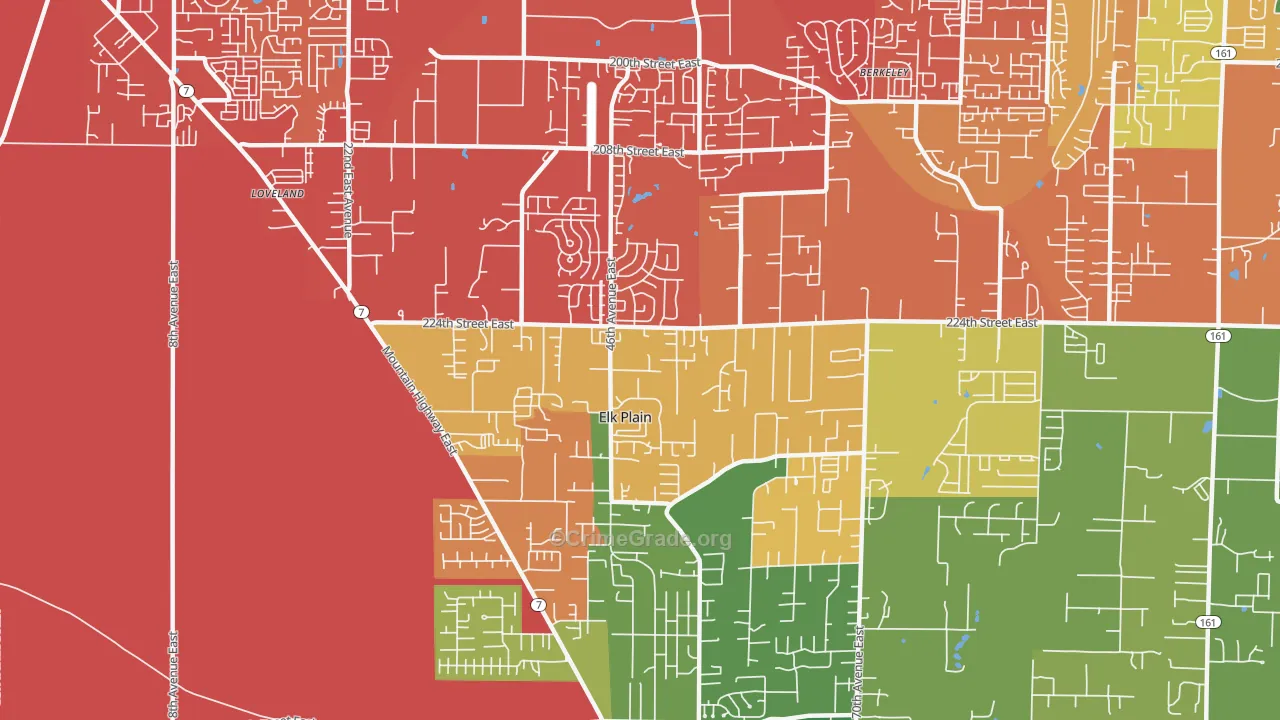 Elk Plain, Spanaway, WA Map of Drug-Related Crime Rates
