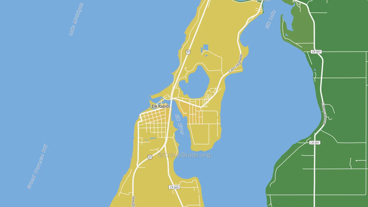 Elk Rapids, MI Map of Drug-Related Crime Rates