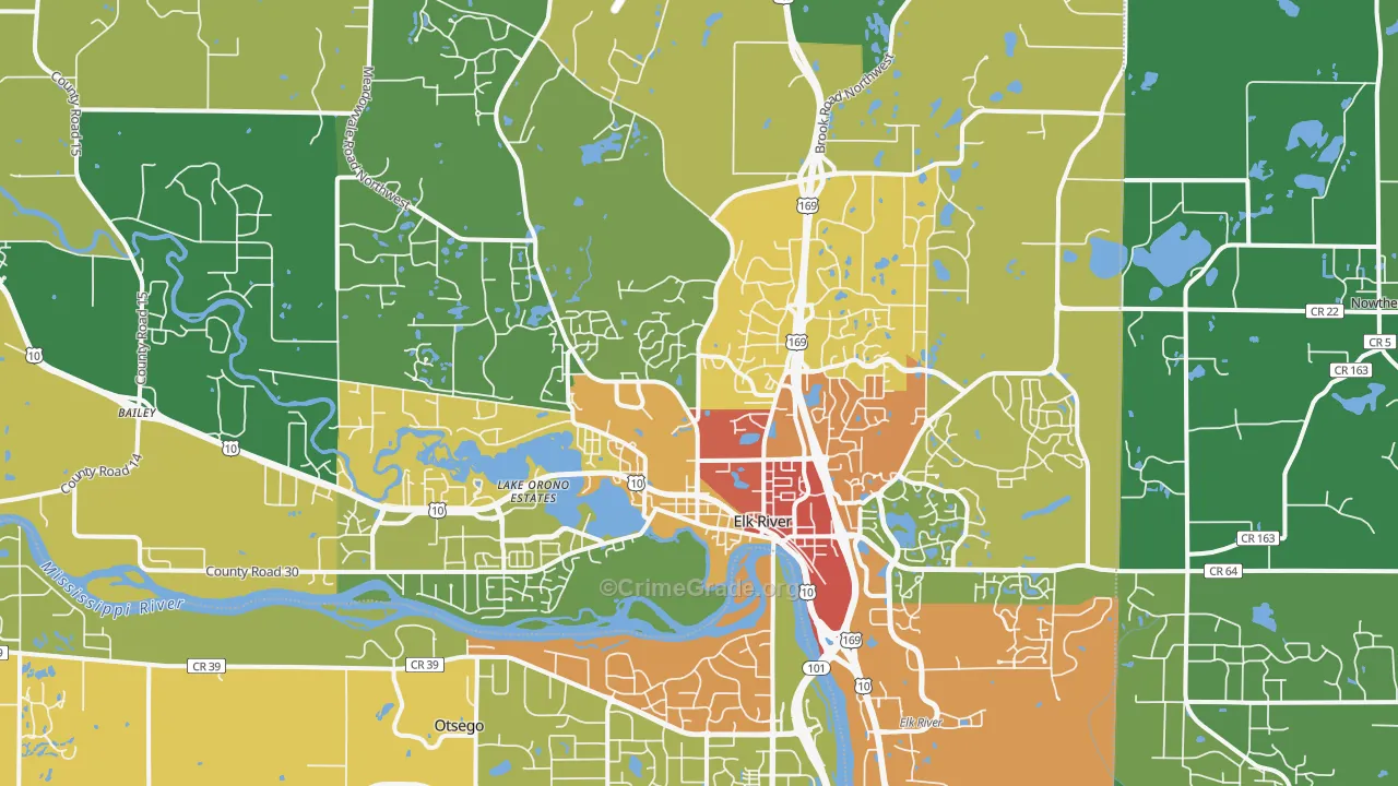 Elk River, MN Map of Drug-Related Crime Rates