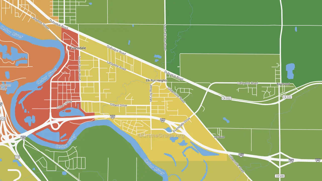 Elk Run Heights, IA Map of Drug-Related Crime Rates