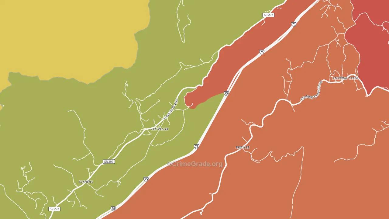 Elk Valley, TN Map of Drug-Related Crime Rates