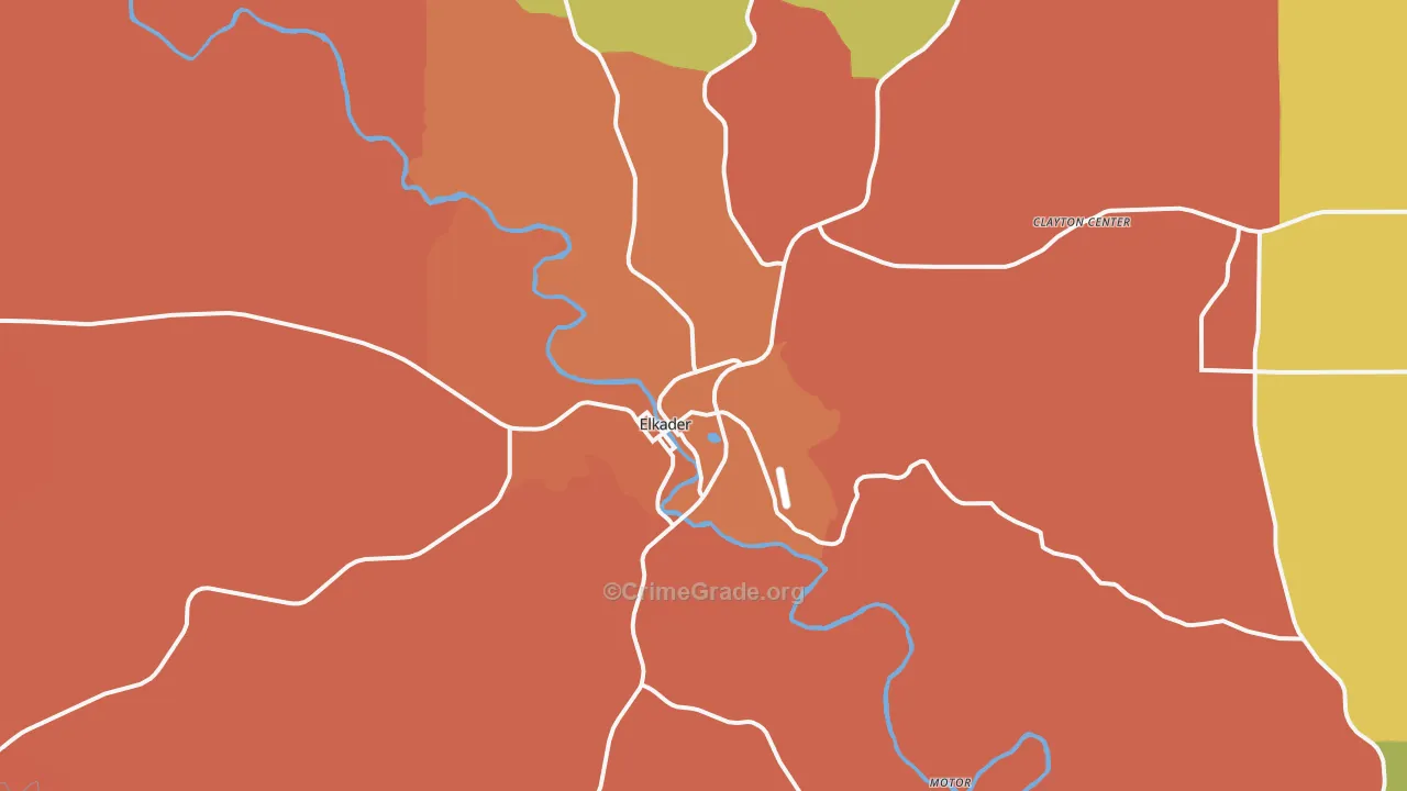 Elkader, IA Map of Drug-Related Crime Rates