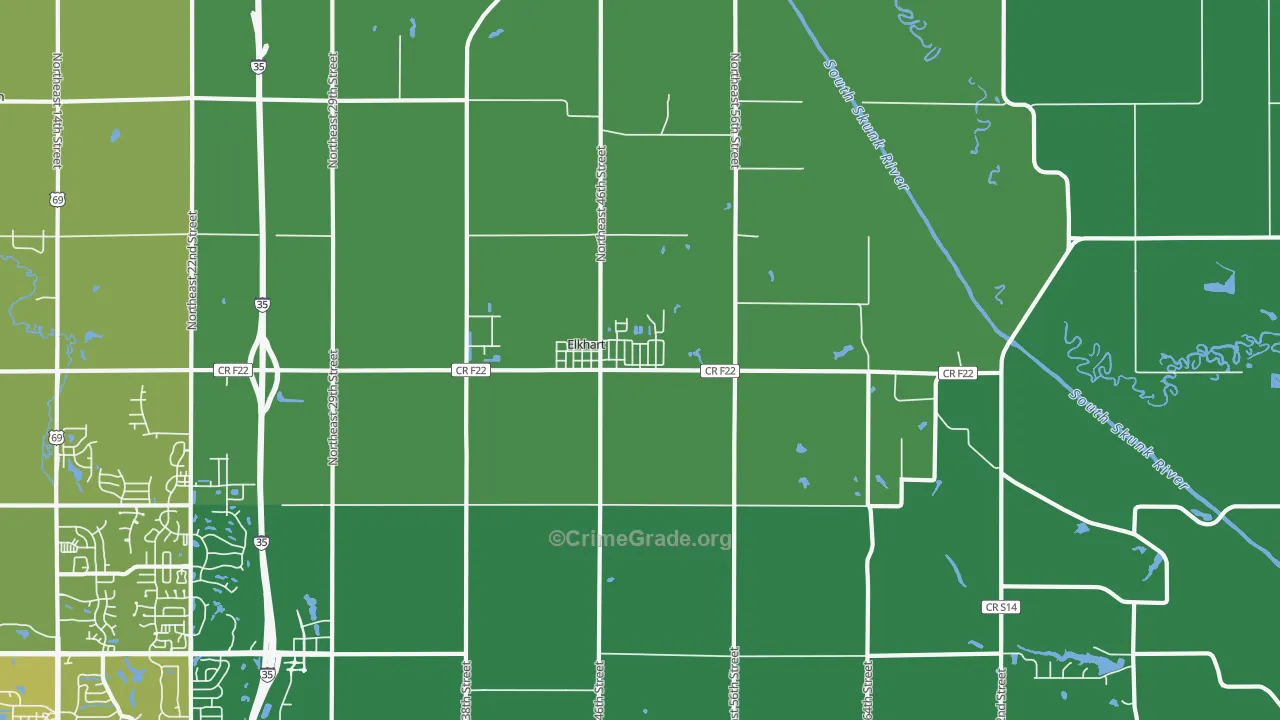 Elkhart, IA Map of Drug-Related Crime Rates