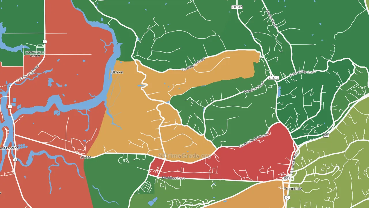 Elkhorn, CA Map of Drug-Related Crime Rates