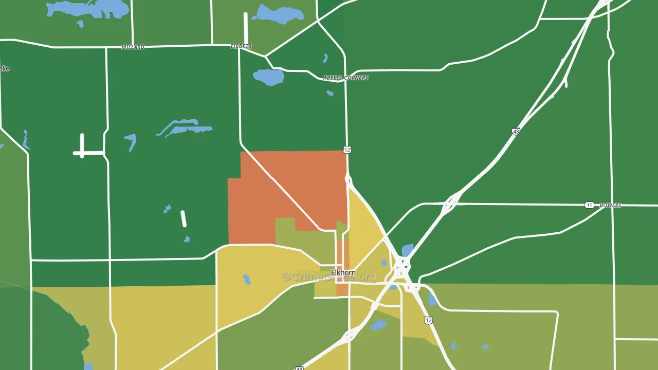Elkhorn, WI Map of Drug-Related Crime Rates